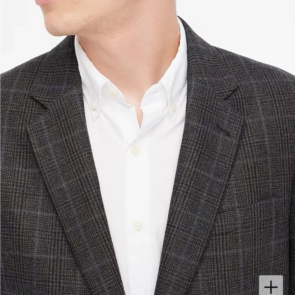 J crew grey brown Classic-fit Thompson plaid wool-blend blazer